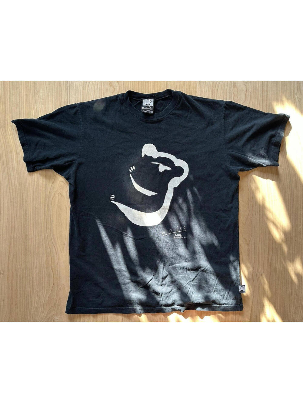 vintage 90's WEISS KOALA australia art T SHIRT cotton BLACK large